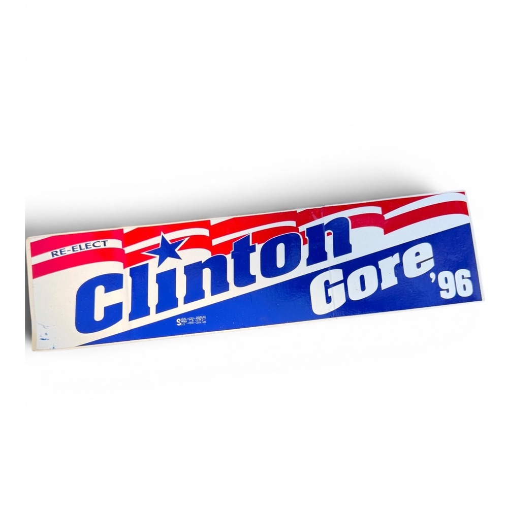 Vintage 1996 Re-Elect Clinton Gore Campaign Bumper Sticker Political Original